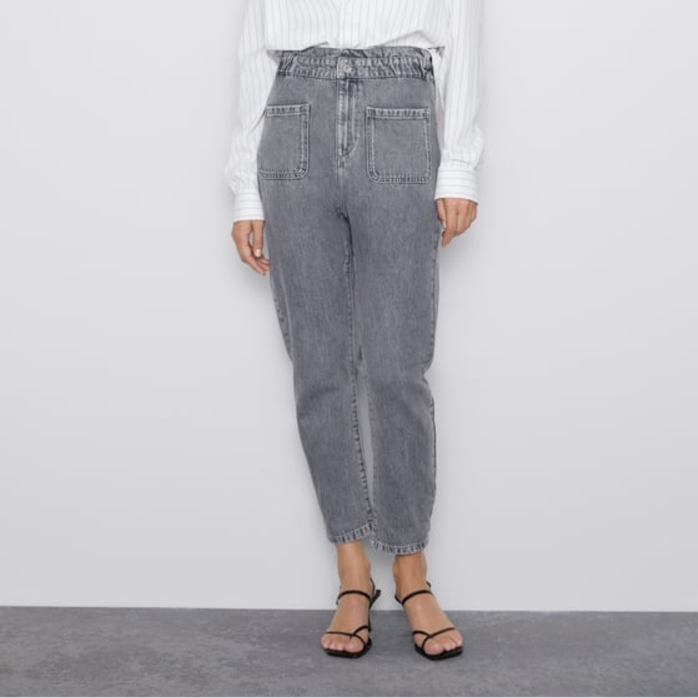 Zara -Like New-Z1975 -Grey Stonewash Mom Jeans